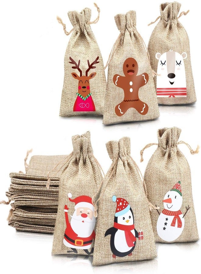 LOKIPA Christmas Jute Burlap Bags, Xmas Jute Linen Burlap Drawstring Gift Treat Candy Bag for Xmas Favors (12) - Image 2